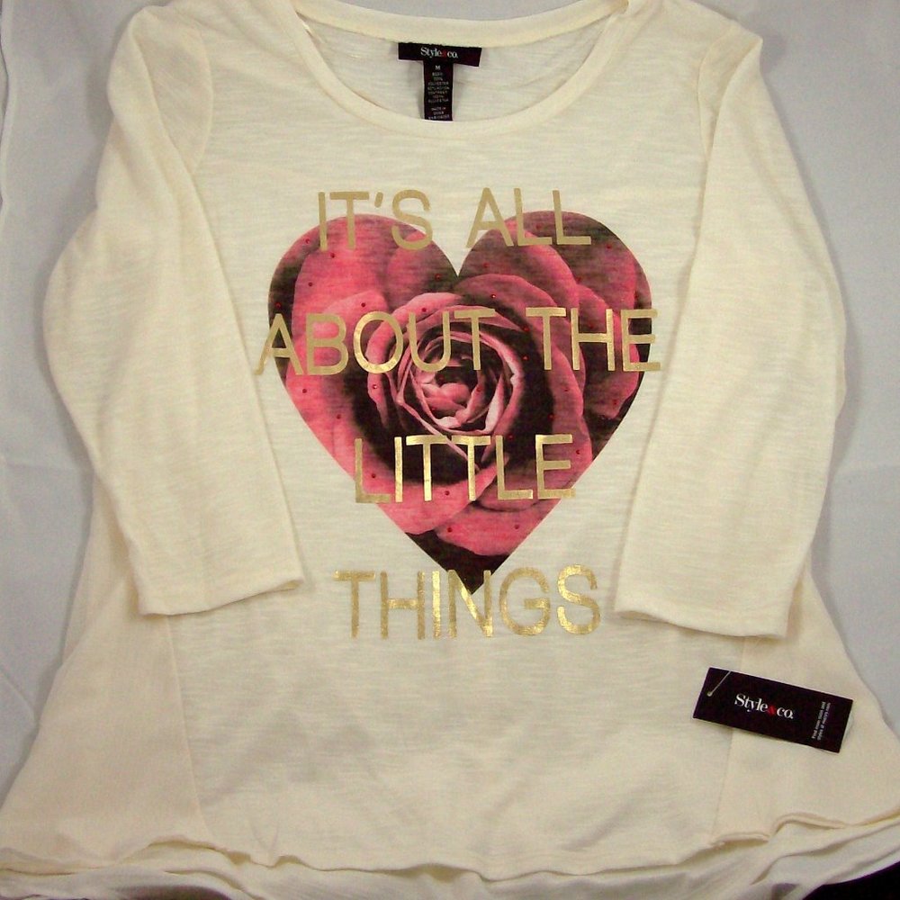 Style & Co. Ivory 3/4 Sleeve Tunic Top - Picture 3 of 8